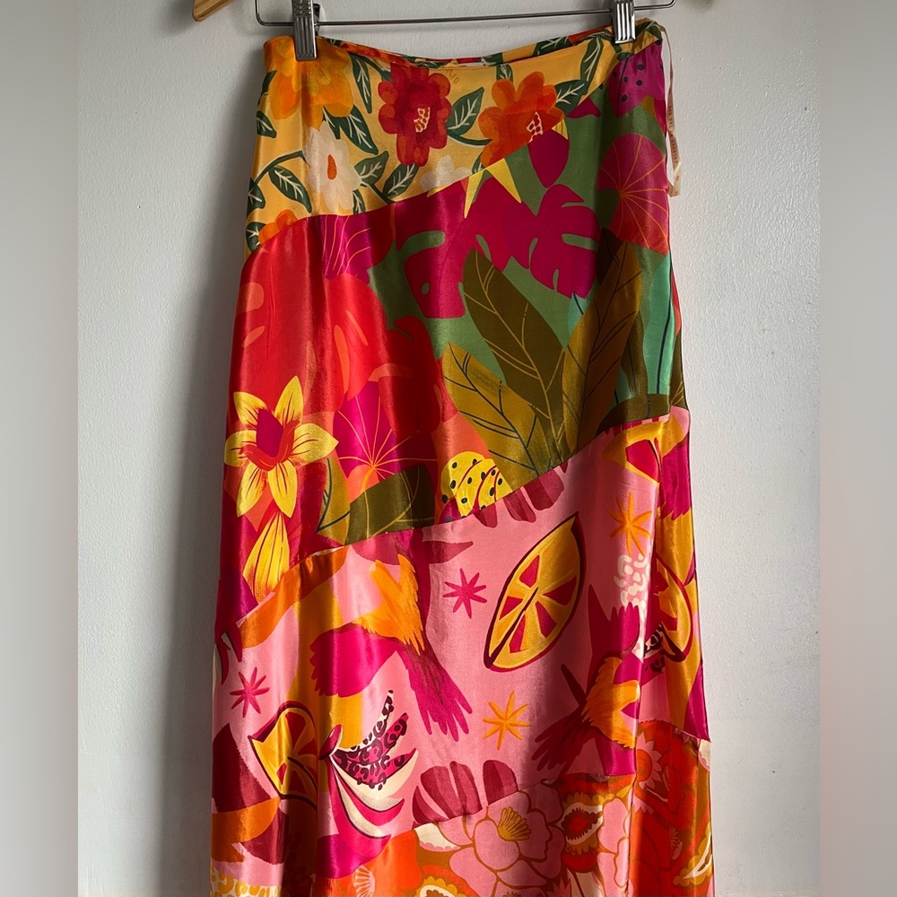 FARM RIO Silky Floral Orange Maxi Skirt - Picture 7 of 14
